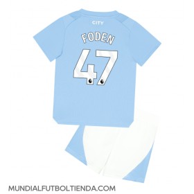 Camiseta Manchester City Phil Foden #47 Primera Equipación Replica 2023-24 para niños mangas cortas (+ Pantalones cortos)